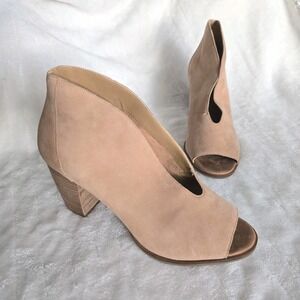 Lucky Brand Pumps Women's Sz 10 Joal Leather Peep Toe Brown‎ Block Heel 3" Boho